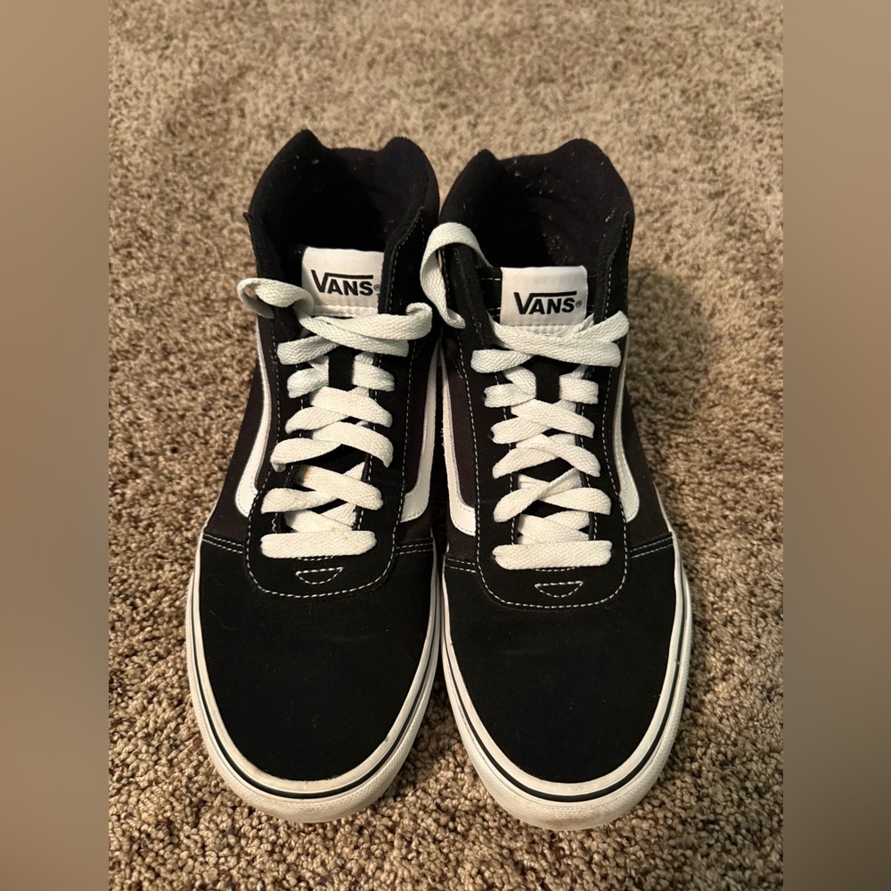 Vans Men's Black and White High-Top Sneakers